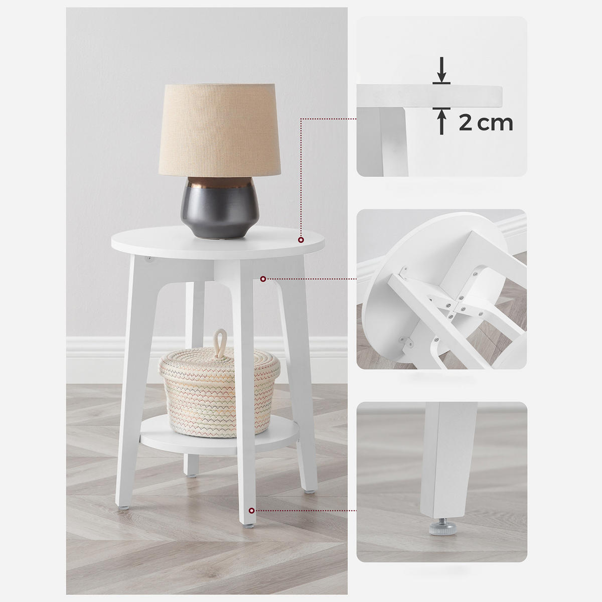 BEISTELLTISCH Weiß 40x50,7 cm LET283T14V1 Stabilität Durch Konstruktion - Weiß, Holzwerkstoff (50.7/40/8.5cm)