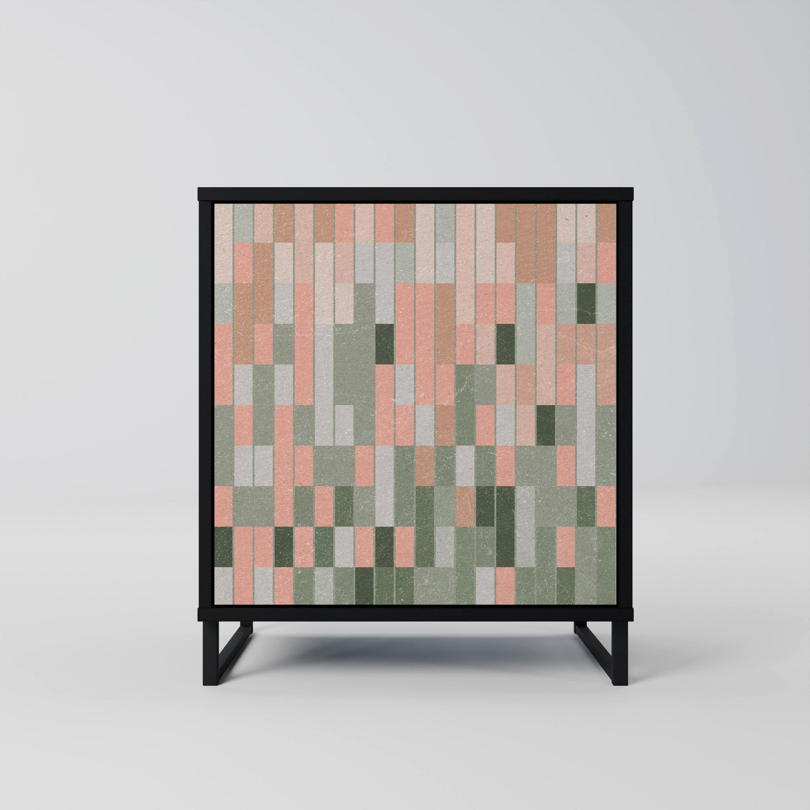 SIDEBOARD BUILDING THE FUTURE, Schwarz, 57,5x42x67,5 cm, Schwarze Metall-Rahmenfüße - Multicolor/Schwarz, Holzwerkstoff/Metall (57.5/67.5/42cm) - SpaceRebels