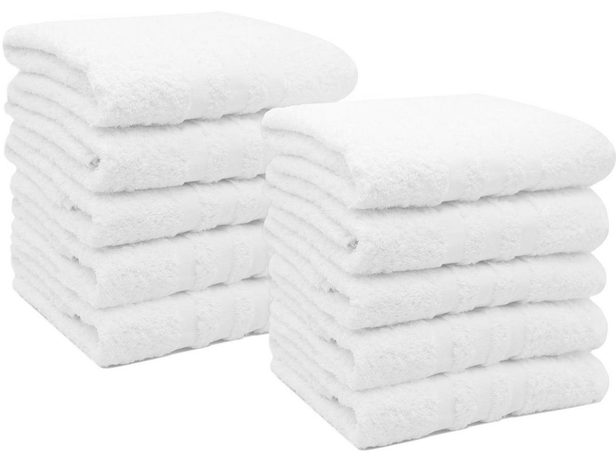 HANDTÜCHER, 10er-Set, 50x100 cm, 100% Baumwolle, Weiß - Weiß, Textil (50/100cm) - Zollner