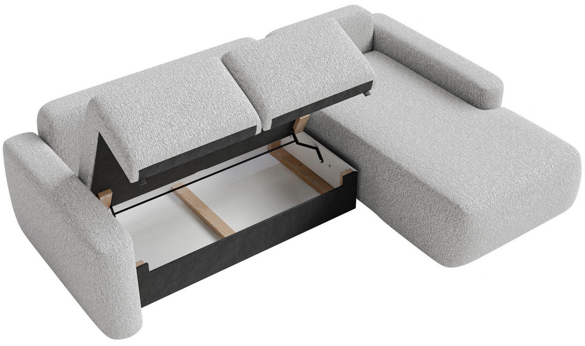 ECKSOFA Carnos Mini Hellgrau Chenille - Hellgrau/Schwarz, Kunststoff/Textil (164/238cm) - Selsey