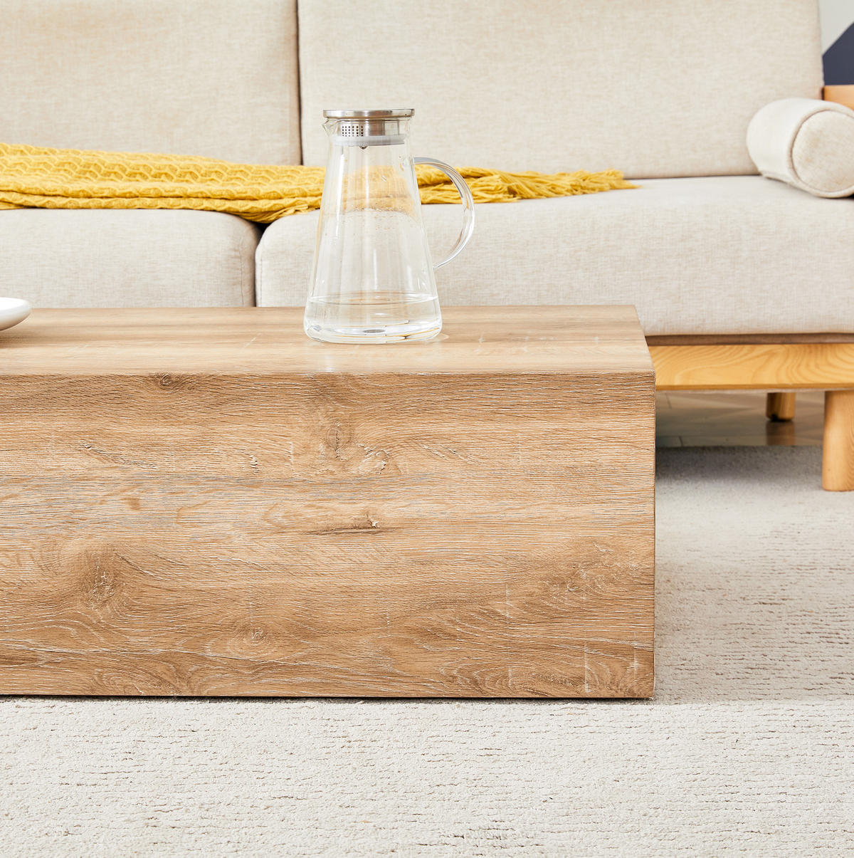 COUCHTISCH aus MDF 90x50x30 cm in Naturfarben mit montagefreiem Design - Naturfarben, Holzwerkstoff (90/50/30cm) - Modfu