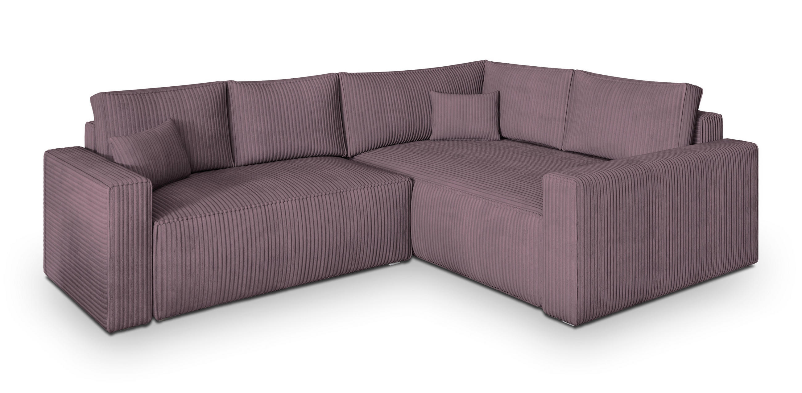 ECKSOFA ERONIS R-S Lila Kordstoff mit Schlaffunktion - Lila, Holz (265/194cm) - MASSENO