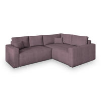 ECKSOFA ERONIS R-S Lila Kordstoff mit Schlaffunktion - Lila, Holz (265/194cm) - MASSENO