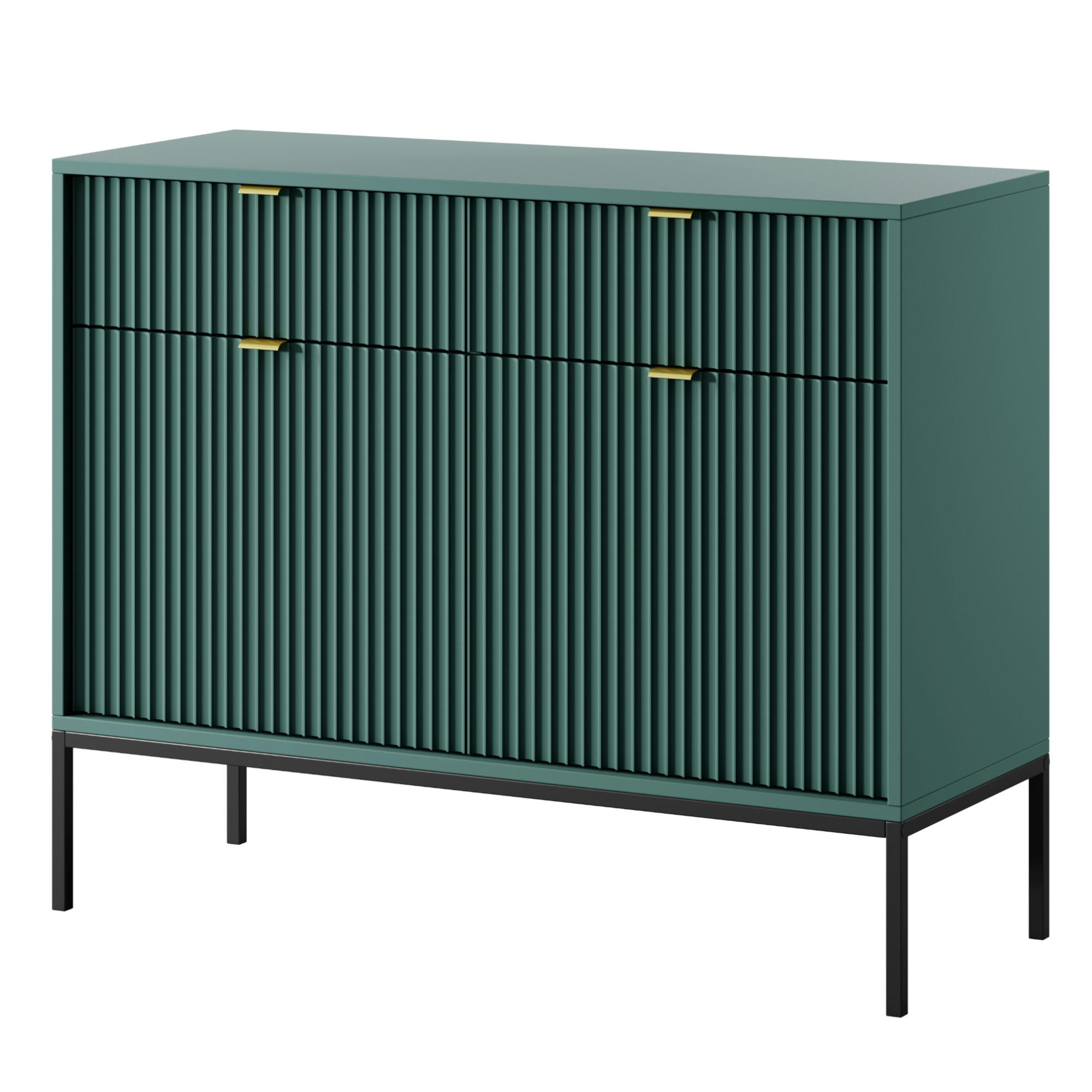 SIDEBOARD NANAIMO KOM2-2D2S Profilierte Fronten, Grün - Grün, Holzwerkstoff/Kunststoff (104/83/39cm) - Komodee