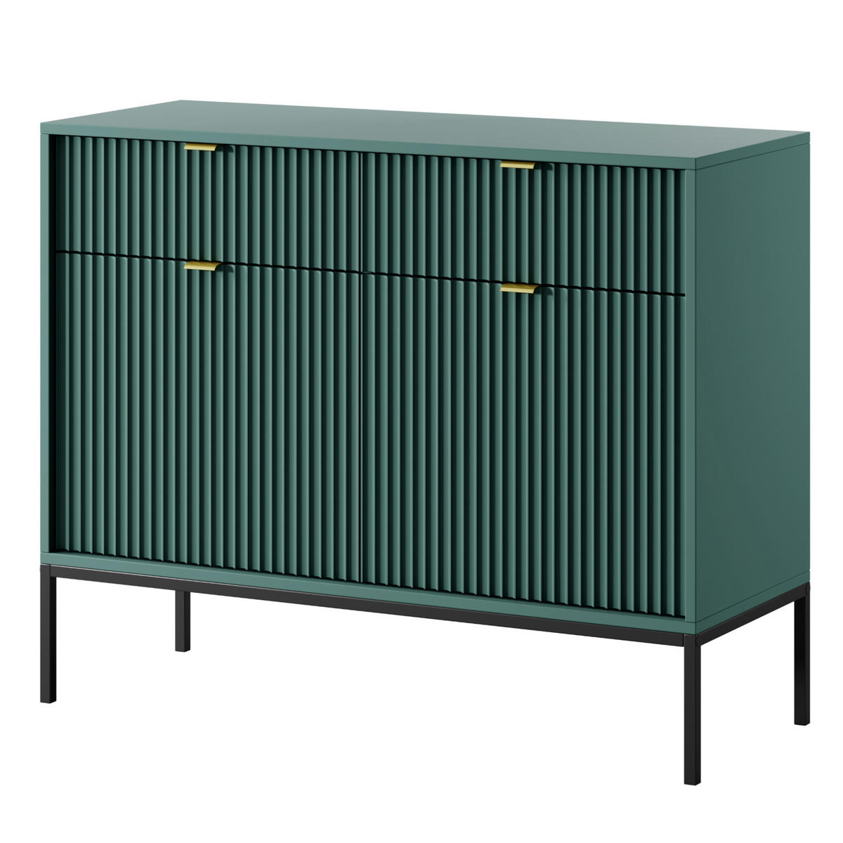 SIDEBOARD NANAIMO KOM2-2D2S Profilierte Fronten, Grün - Grün, Holzwerkstoff/Kunststoff (104/83/39cm) - Komodee