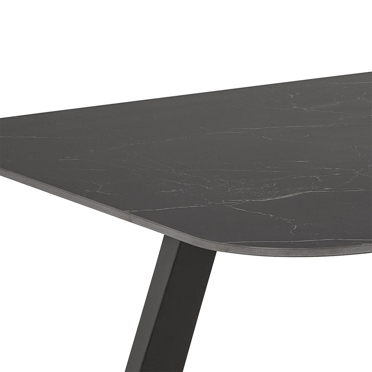 ESSTISCH, Antalya, Schwarz, Metall / Keramik, 180 x 90 x 75 cm - Schwarz, Metall (90/180/75cm) - ebuy24