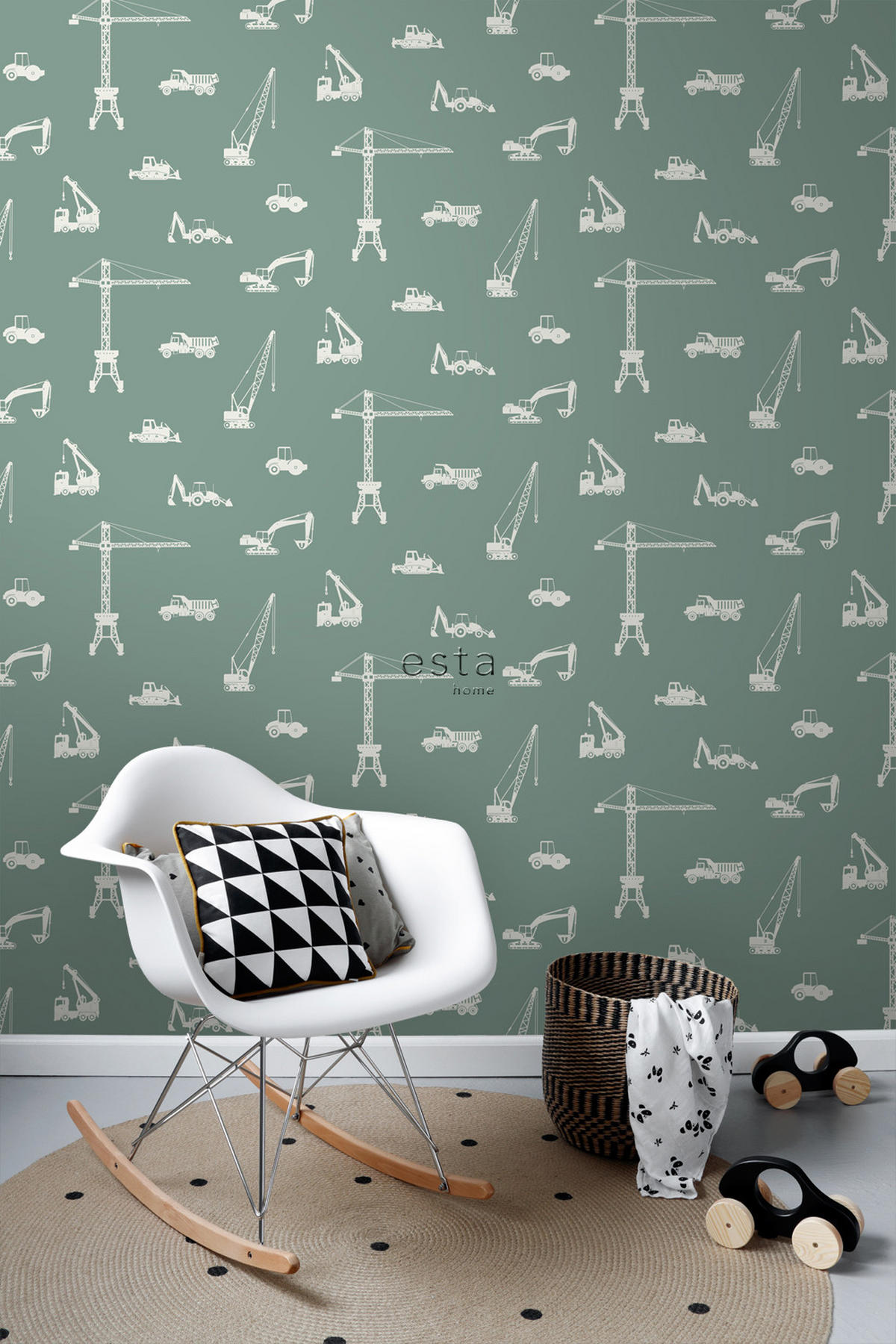 TAPETE Fahrzeuge 53 cm x 10.05 m - Grün, Papier (53/0.1cm) - ESTAhome