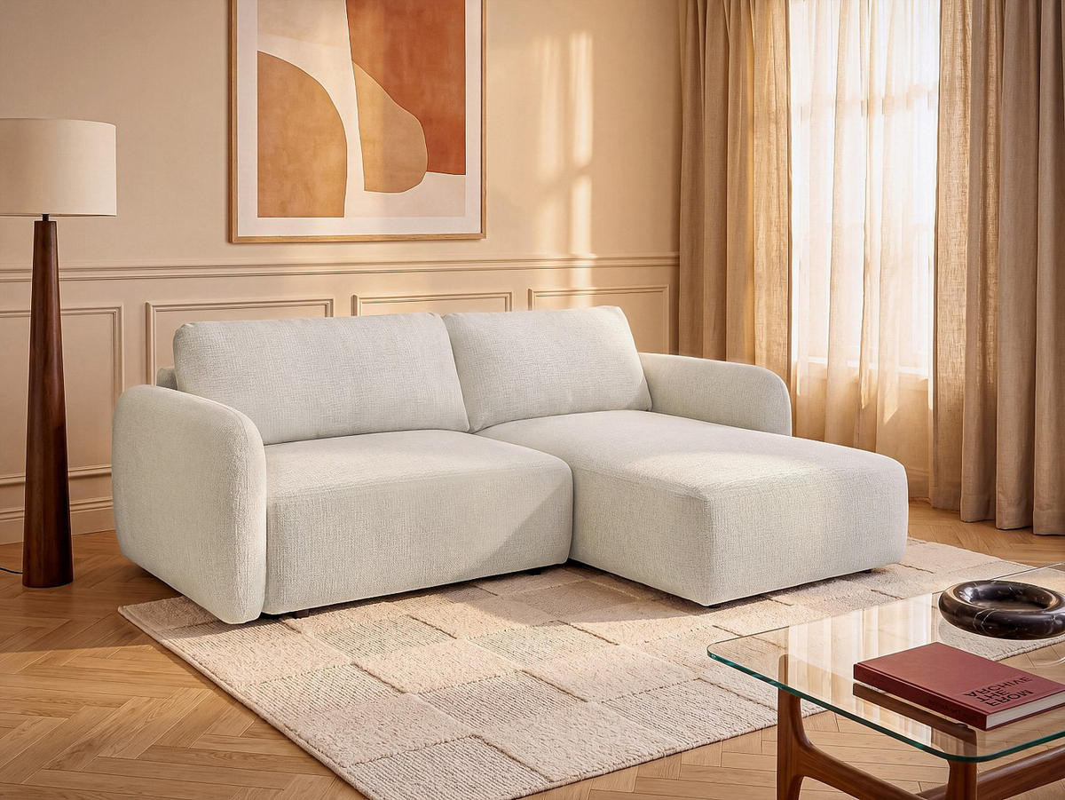 SCHLAFSOFA - 4 Personen - stoff - gebrochenes weiß Plufati - Weiß, Textil (230/83/165cm) - Vente-Unique