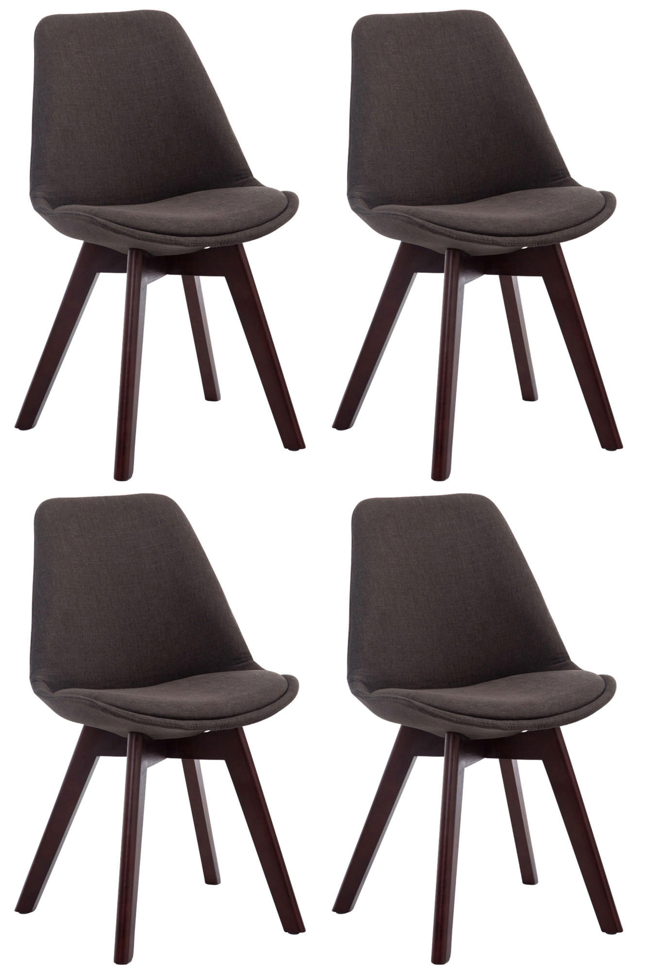 STUHL 4er Set Stoff dunkelgrau - Dunkelgrau/Walnussfarben, Holz/Textil (48/84/55cm) - CLP