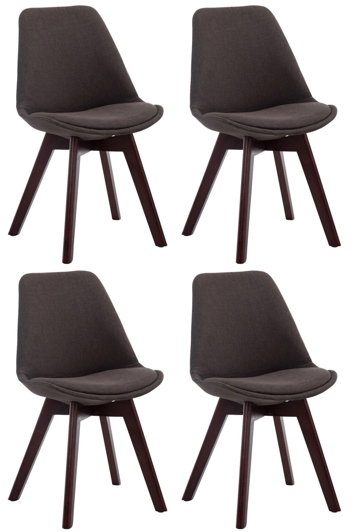 STUHL 4er Set Stoff dunkelgrau - Dunkelgrau/Walnussfarben, Holz/Textil (48/84/55cm) - CLP