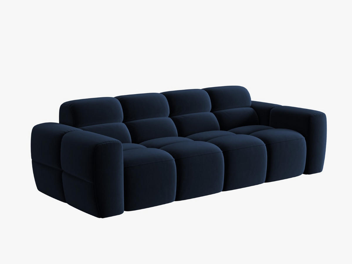 SOFA Lisa aus Samt königsblau 4 Sitzplätze - Dunkelblau, Textil (256/77/101cm) - Micadoni