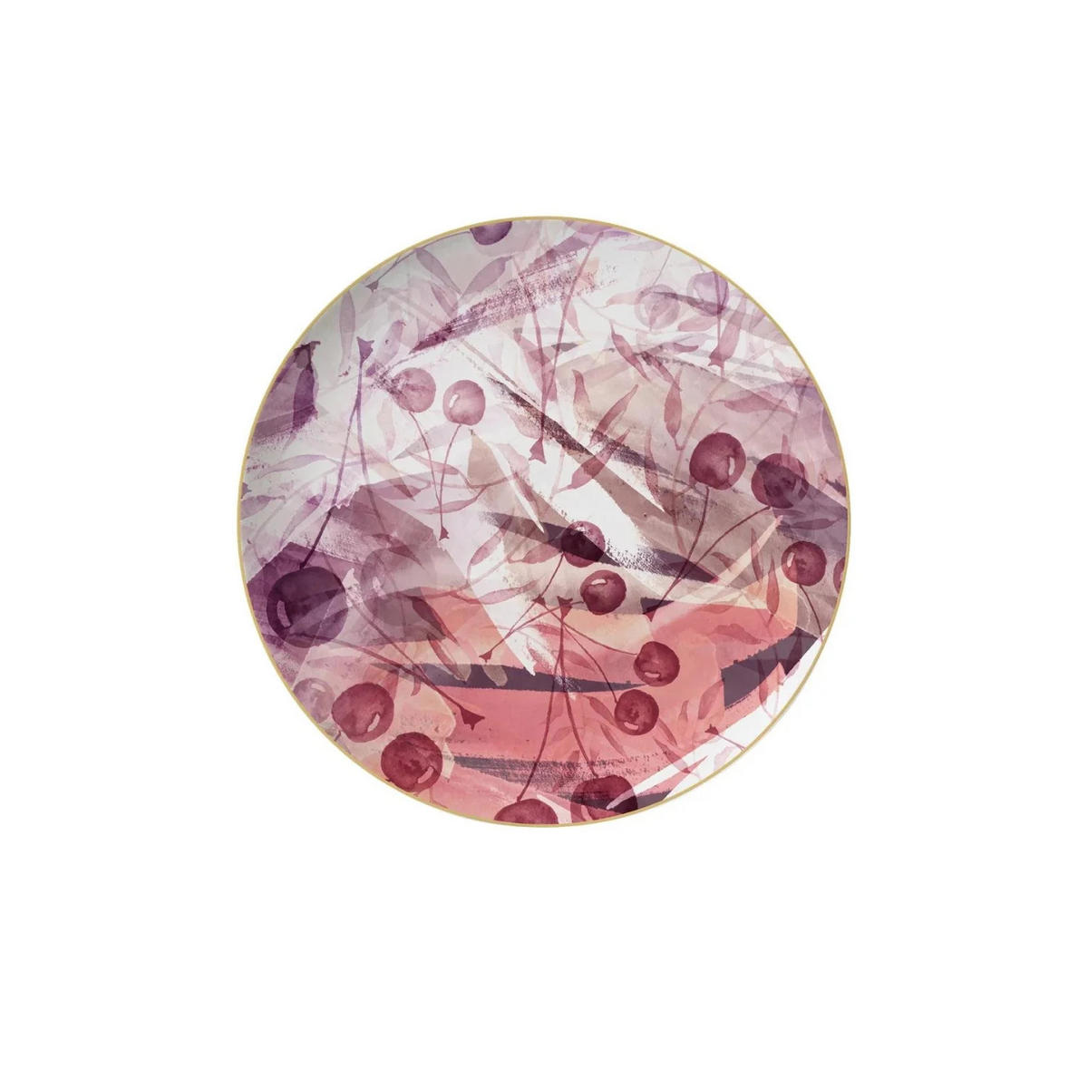 TELLERSET Lila Kirsche Bone China Lila Gold 4tlg Ø30 Ø26 Ø20 Ø16 cm - Weiß Hochglanz/Lila, Keramik (30/2/2cm) - Quality Elegance