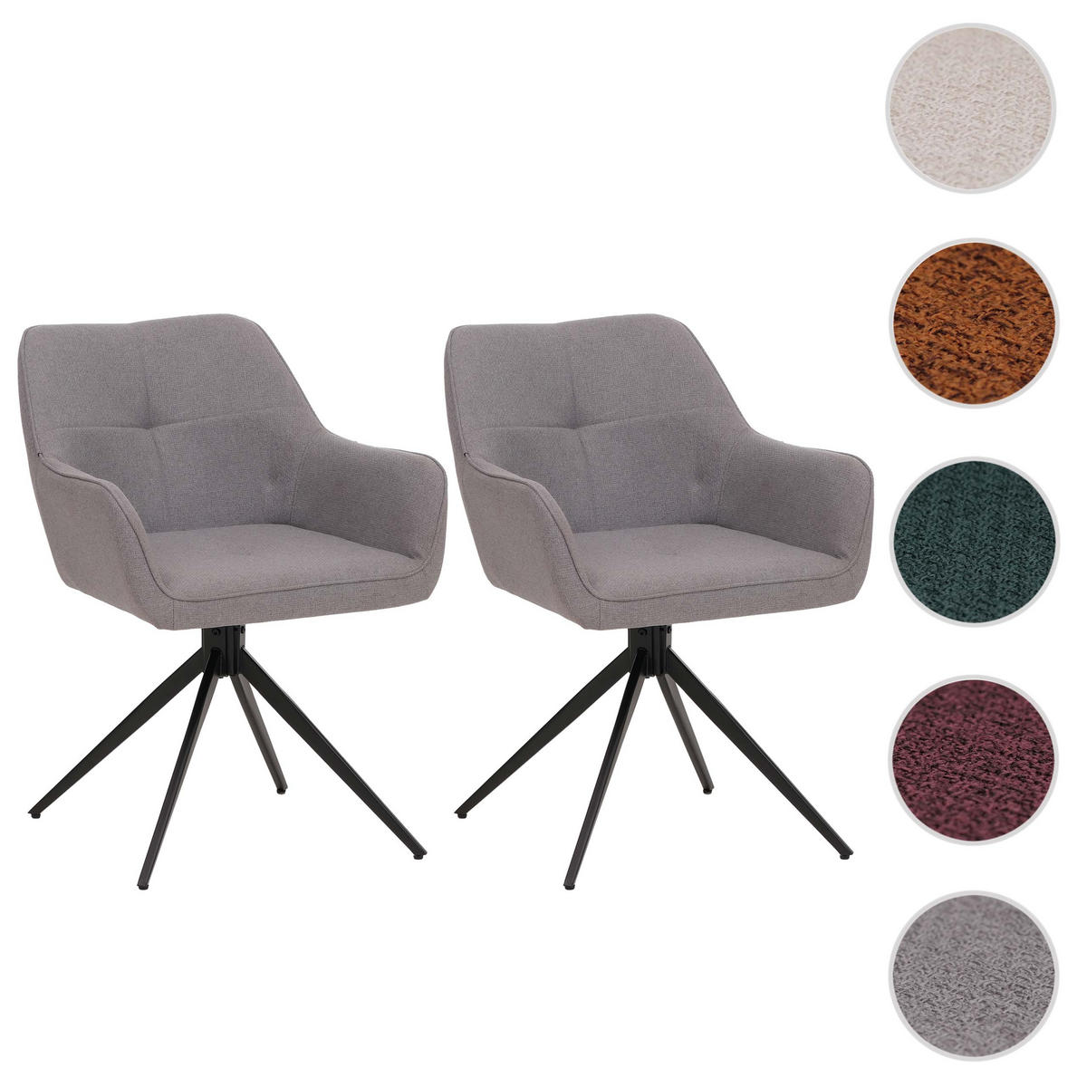 JÍDELNÍ ŽIDLE Černá, světle šedá, sada 2 ks - černá/světle šedá, textil (53/80/59cm) - MCW