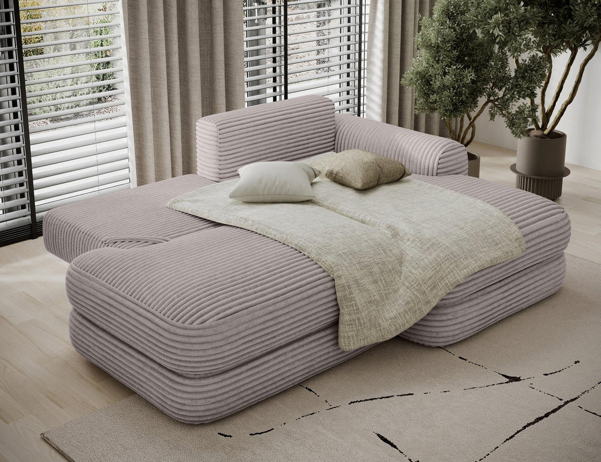 ECKSOFA RIPELI L-Form mit Schlaffunktion & Bettkasten – Modernes 3-Sitzer Sofa, Wellenfederung, 217 × 175 cm - Hellgrau/Schwarz, Kunststoff (175/217cm) - Wohnideebilder