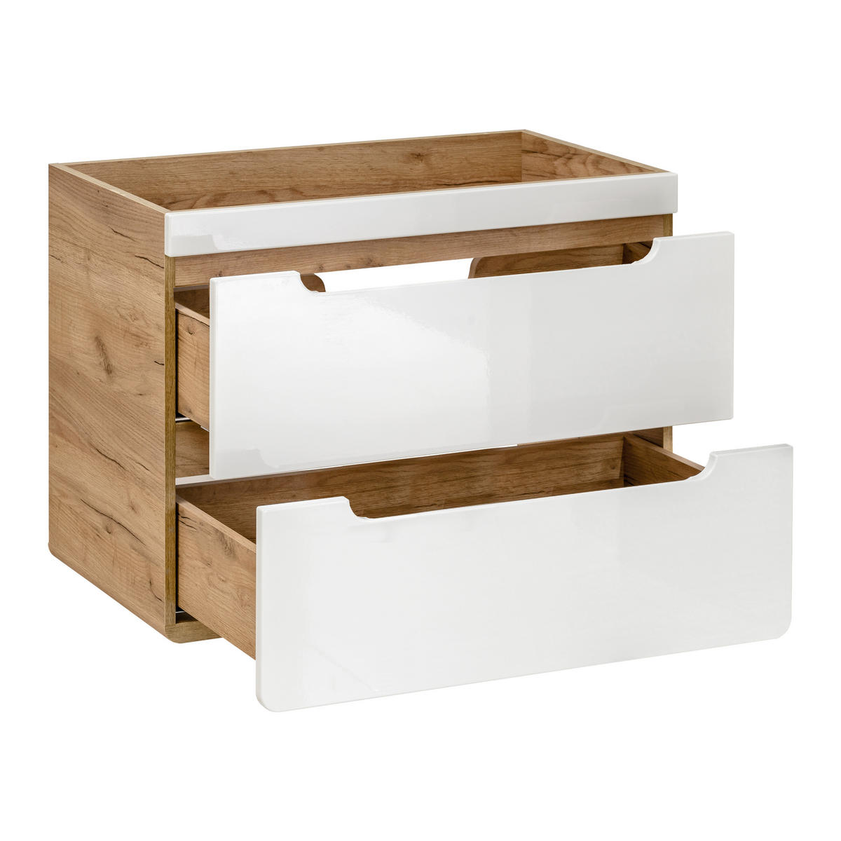 WASCHBECKENUNTERSCHRANK ARVIDA SZK5 Eiche Weiß - Weiß, Glas/Holzwerkstoff (60/59/46cm) - Komodee