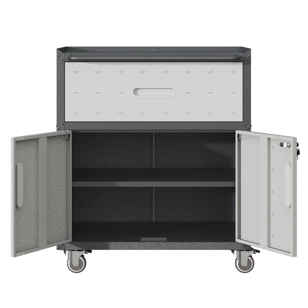 KOMBINATIONSMÖBEL – 88 cm hoch × 75 cm breit × 42 cm tief, ausgestattet mit einer Schublade und zwei abschließbaren Schranktüren. - Multicolor, Metall (42/88/75cm) - DCA