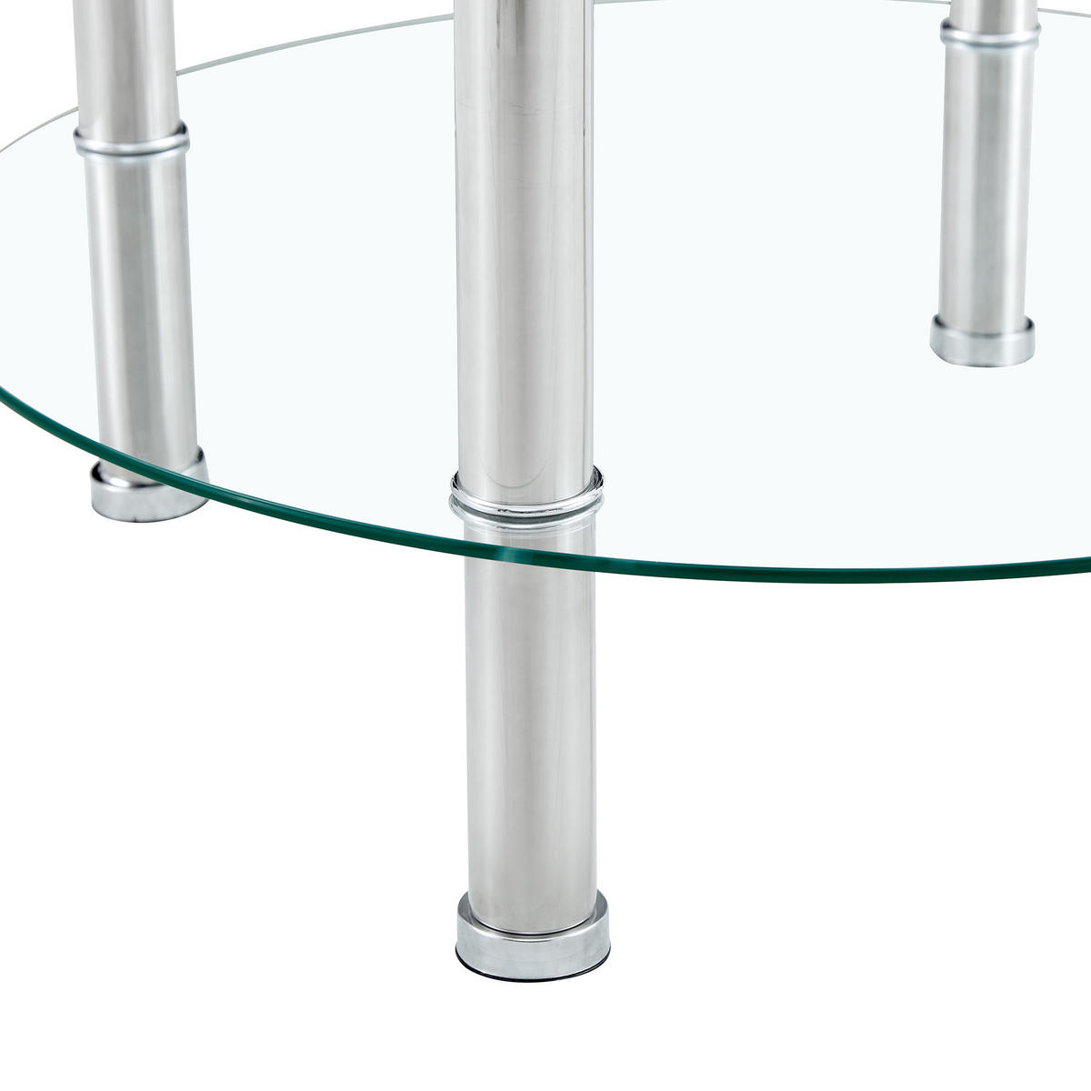 COUCHTISCH 70/70/42 cm Silber Transparent aus Glas und Metall zweistufig - Silberfarben, Glas (70/70/42cm) - OKWISH