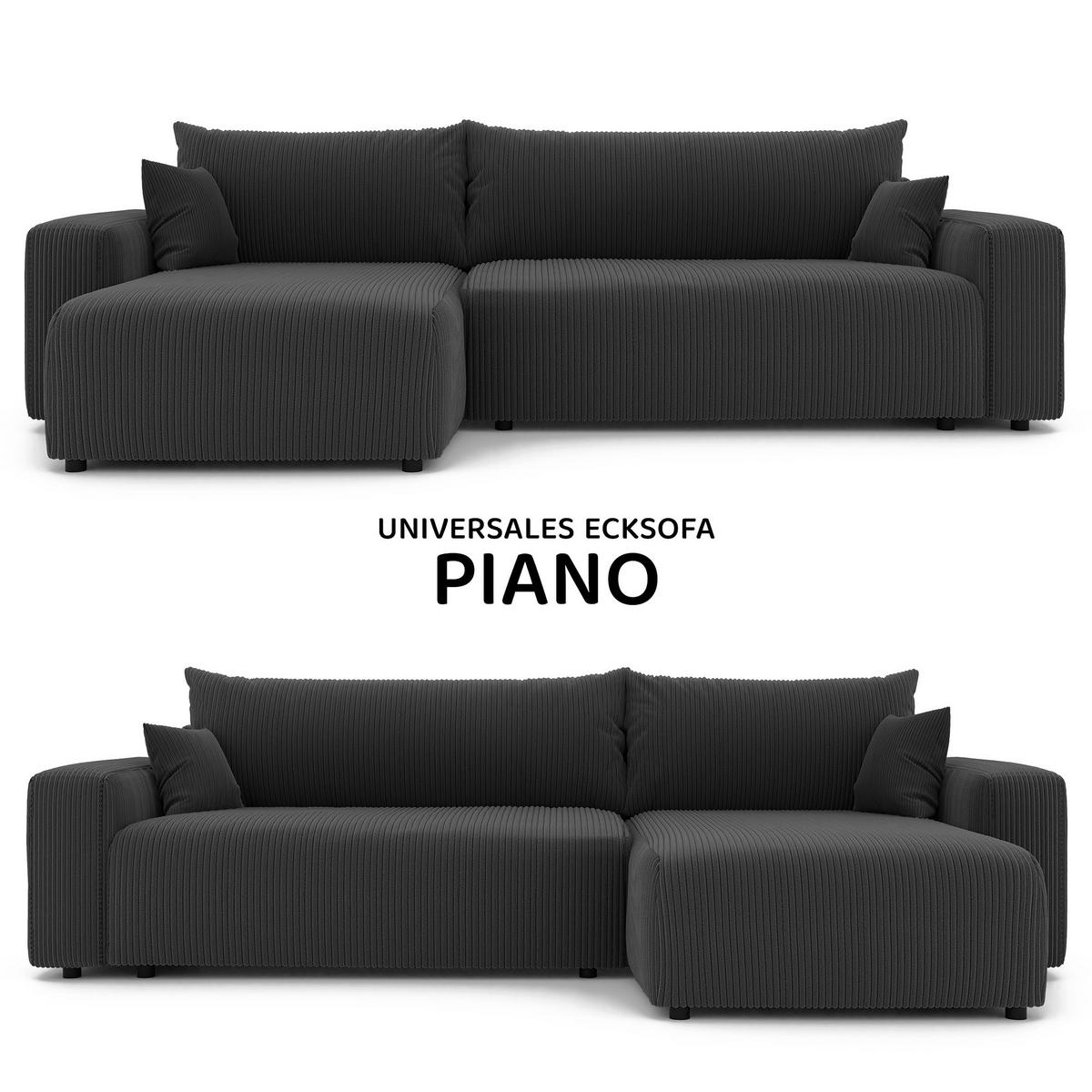 ECKSOFA mit Schlaffunktion und Bettkasten, Schwarz - Schwarz, Holzwerkstoff/Textil (145/278cm) - Idohome