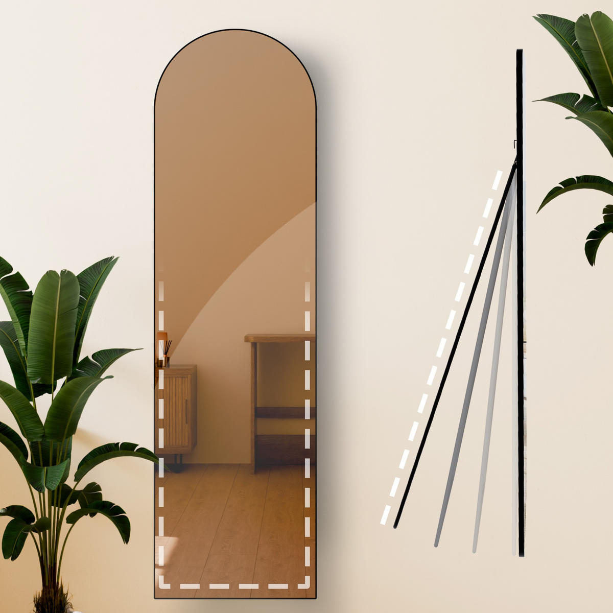 STANDSPIEGEL Malaga Glas Schwarz-matt Ganzkörperspiegel - Schwarz, Glas (40/140/3cm) - DELUKE