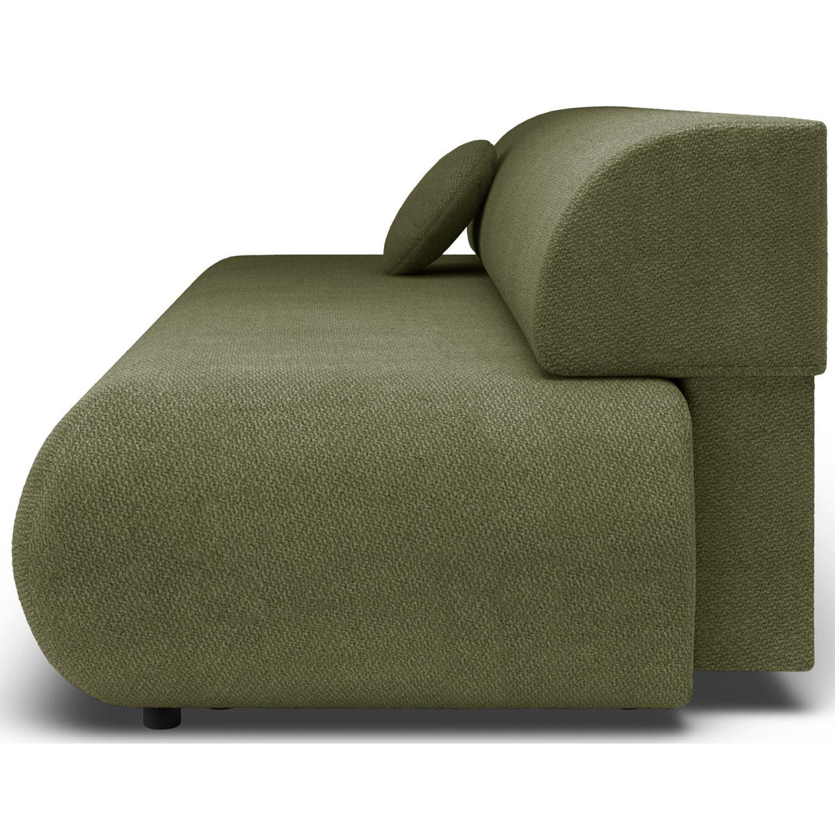 3-SITZER SCHLAFSOFA Olivgrün Chenille - Schwarz/Olivgrün, Kunststoff/Textil (214/74/100cm) - Selsey