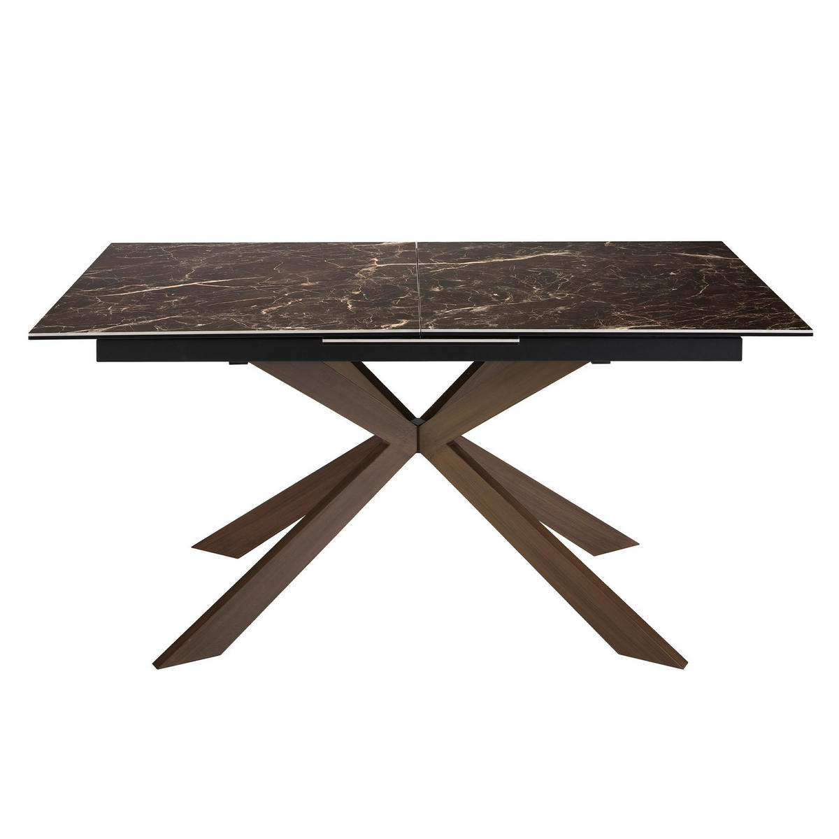 ESSTISCH Ausziehbarer Esstisch Rechteckig porzellanmarmor aus Stahl in Walnussoptik 160/90/76 cm - Walnussfarben/Braun, Stein (90/160/76cm) - ANGEL CERDA