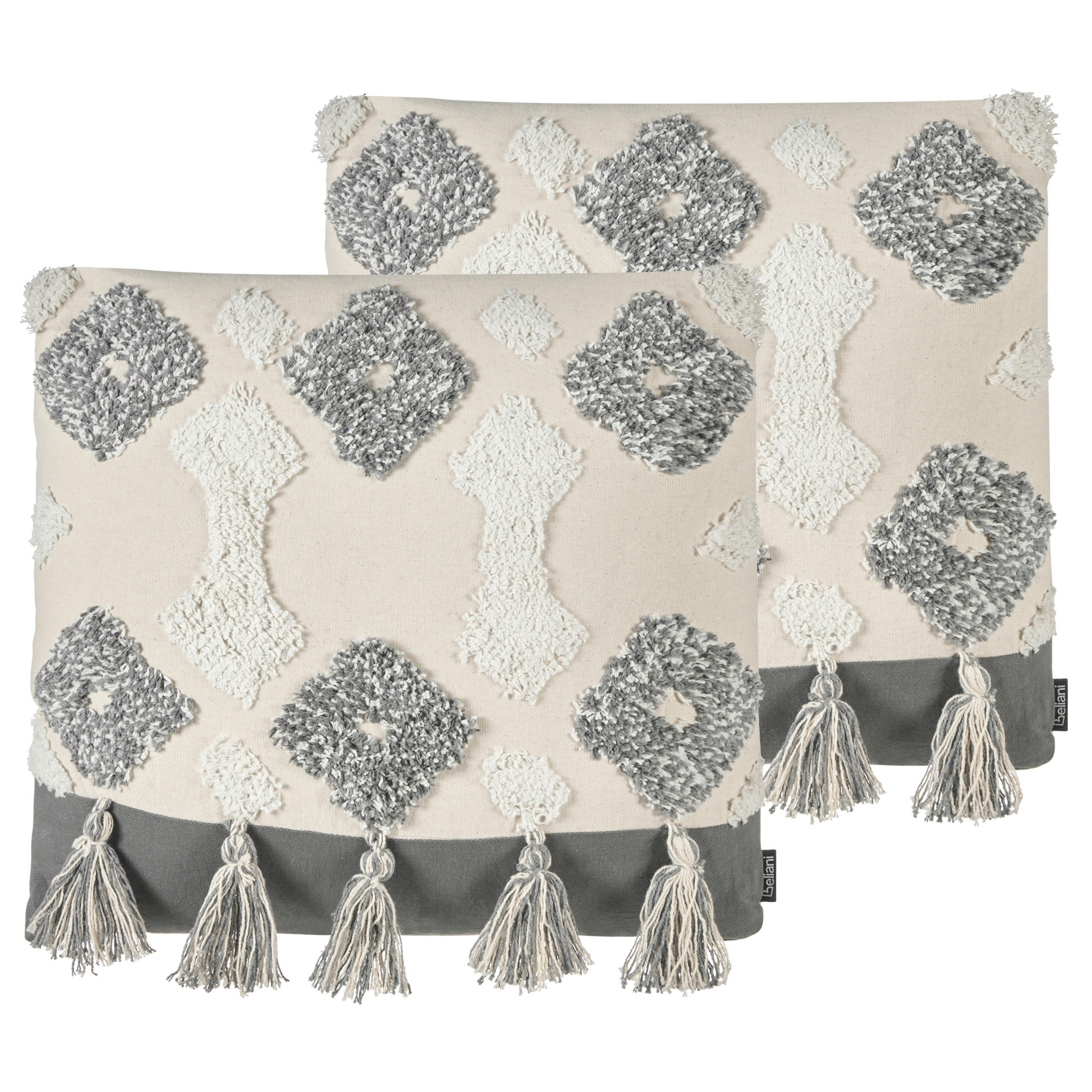 DEKOKISSEN 2er-Set Beige 45/45 cm Alocasia - Beige, Naturmaterialen/Textil (45/45cm) - Beliani