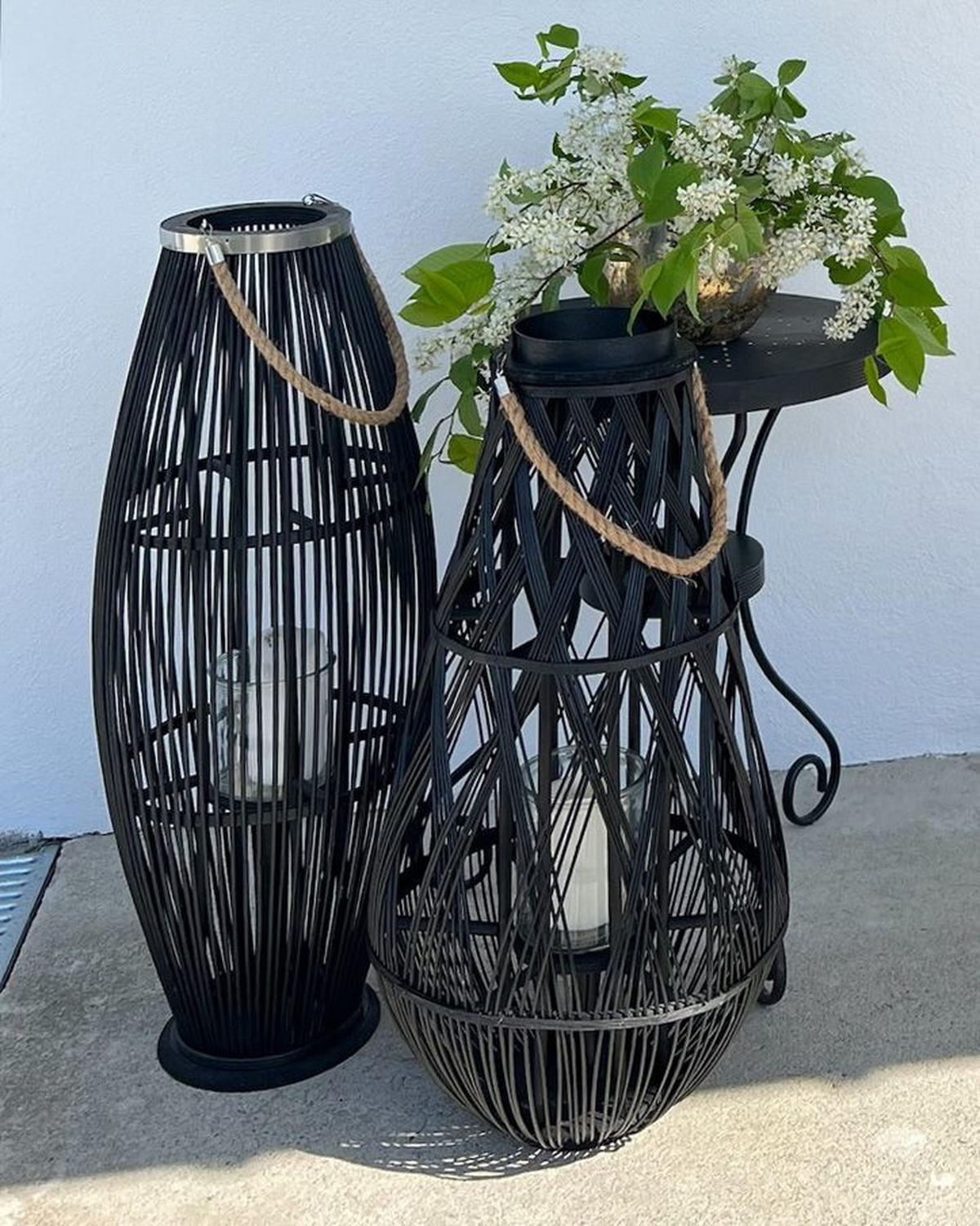 LATERNE Schwarz Tahiti - Schwarz, Holz (27/72/27cm) - Beliani