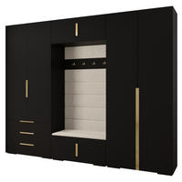 GARDEROBEN-SET 236,7/300/47 - Goldfarben/Schwarz, Holz/Kunststoff (300/236.7/47cm) - Abiks Möbel