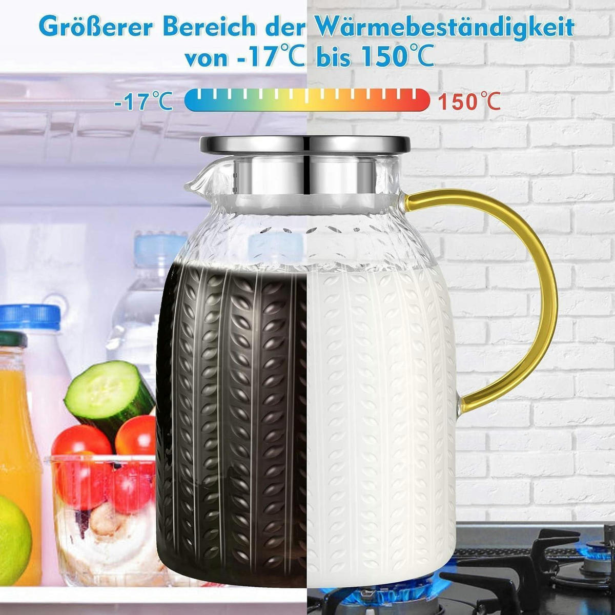 GLASKARAFFE mit Deckel 1,8 Liter - Transparent, Glas (12.7/12.7cm)