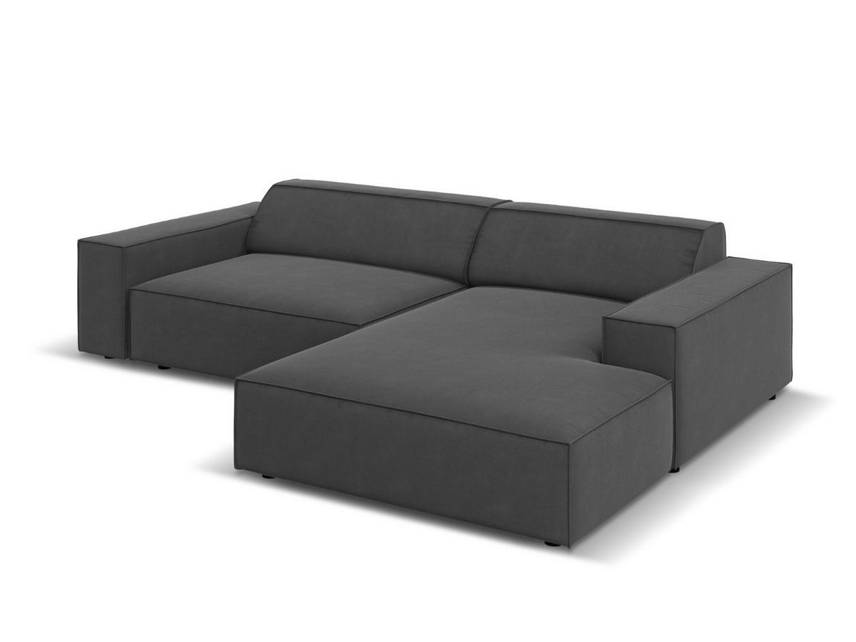 MODULARES-ECKSOFA rechts Jodie aus Samt grau 3 Sitzplätze - Grau, Textil (166/224cm) - Micadoni