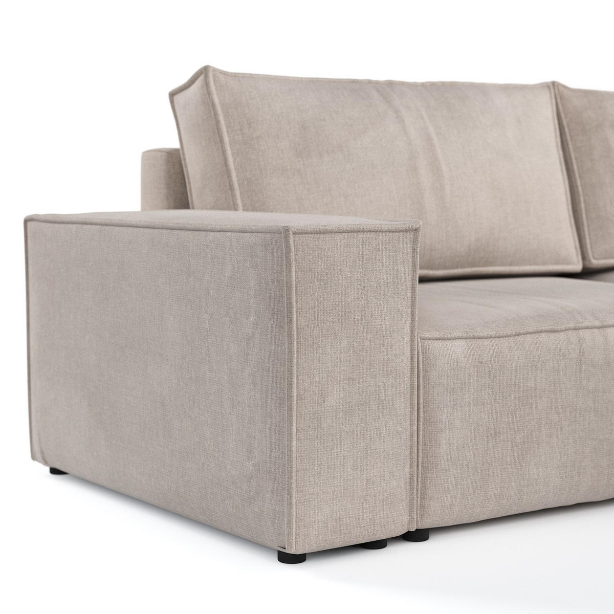 ECKSOFA CAVO mit Schlaffunktion Beige im Wind Stoff - Beige/Schwarz, Holz/Holzwerkstoff (255/148cm) - AltaBeds