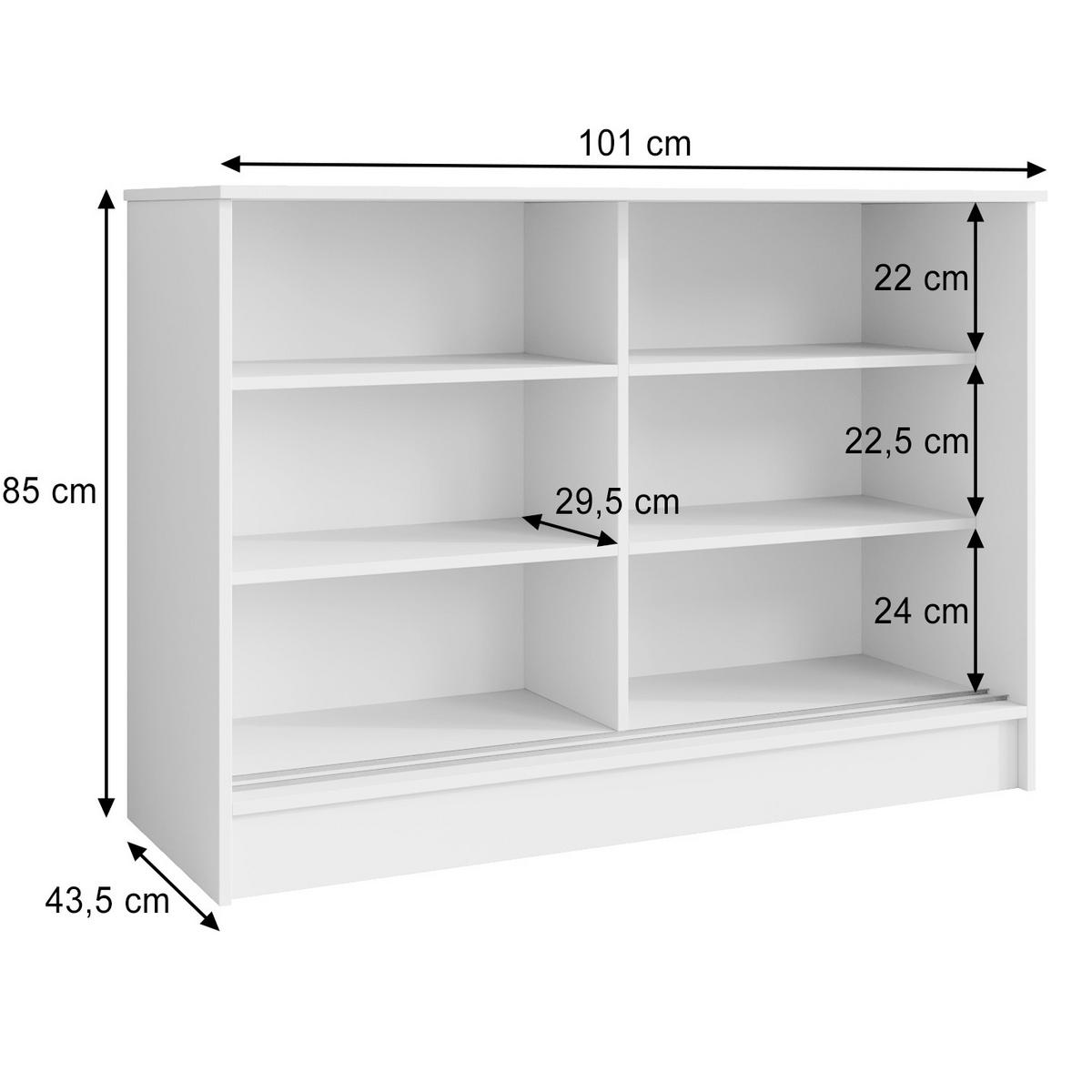 KOMMODE Mirela mit 2 Schiebetüren 100 cm, Schwarz - Schwarz, Holzwerkstoff (101/85/43.5cm) - Beautysofa