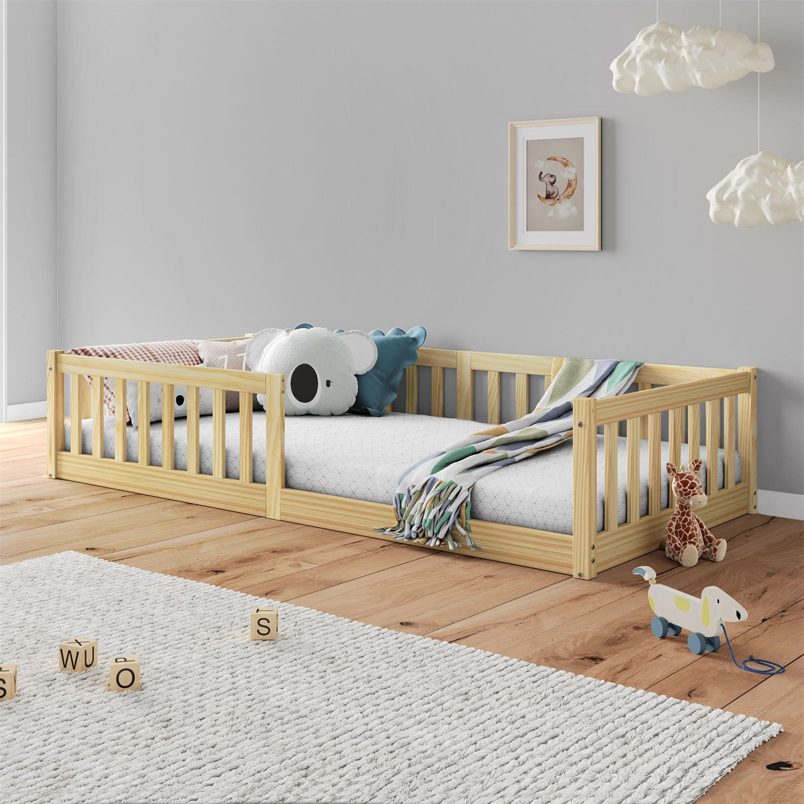 BODENBETT GUSTAVO 90X200 CM - Naturfarben, Holz (96/42/206cm) - IDIMEX