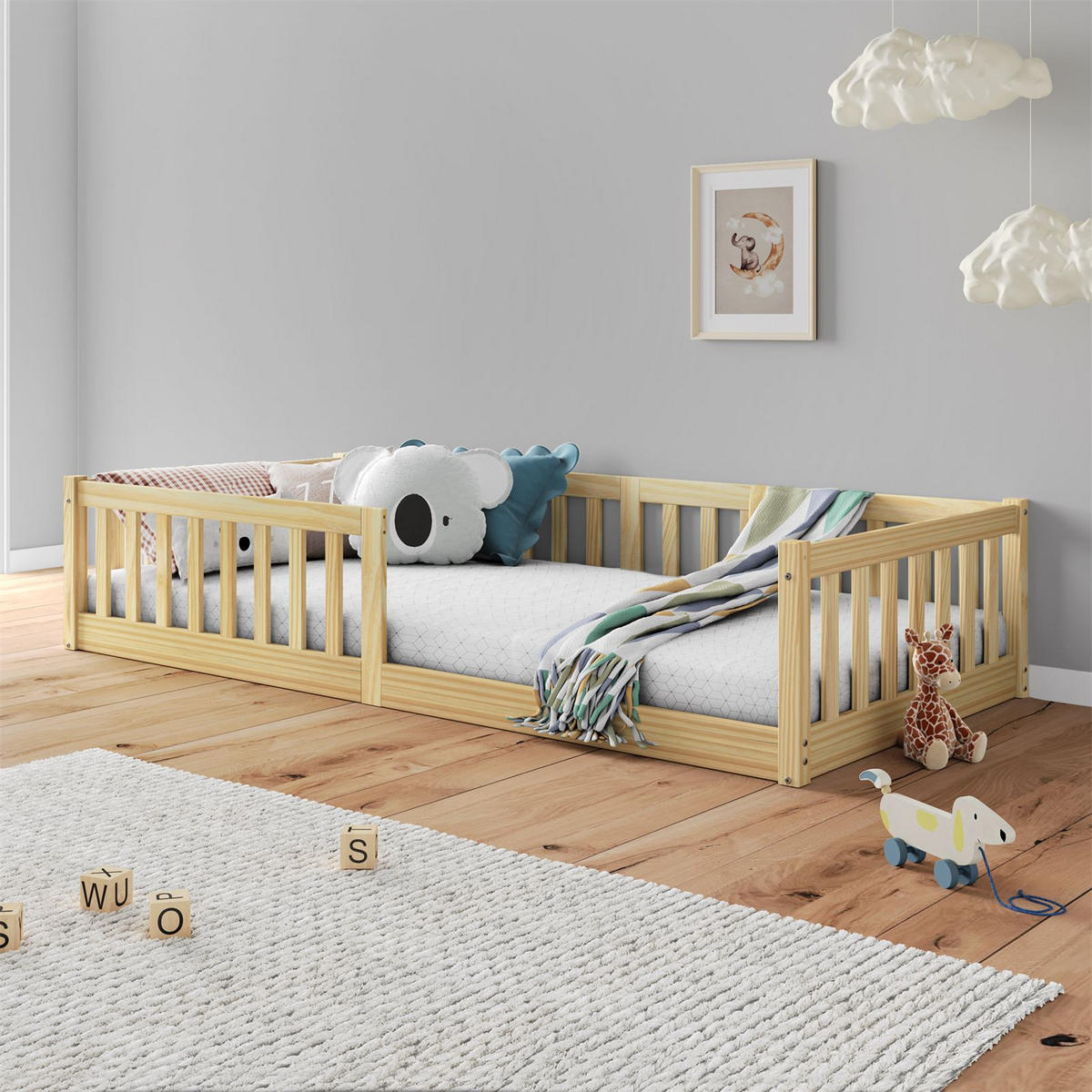 BODENBETT GUSTAVO 90X200 CM - Naturfarben, Holz (96/42/206cm) - IDIMEX