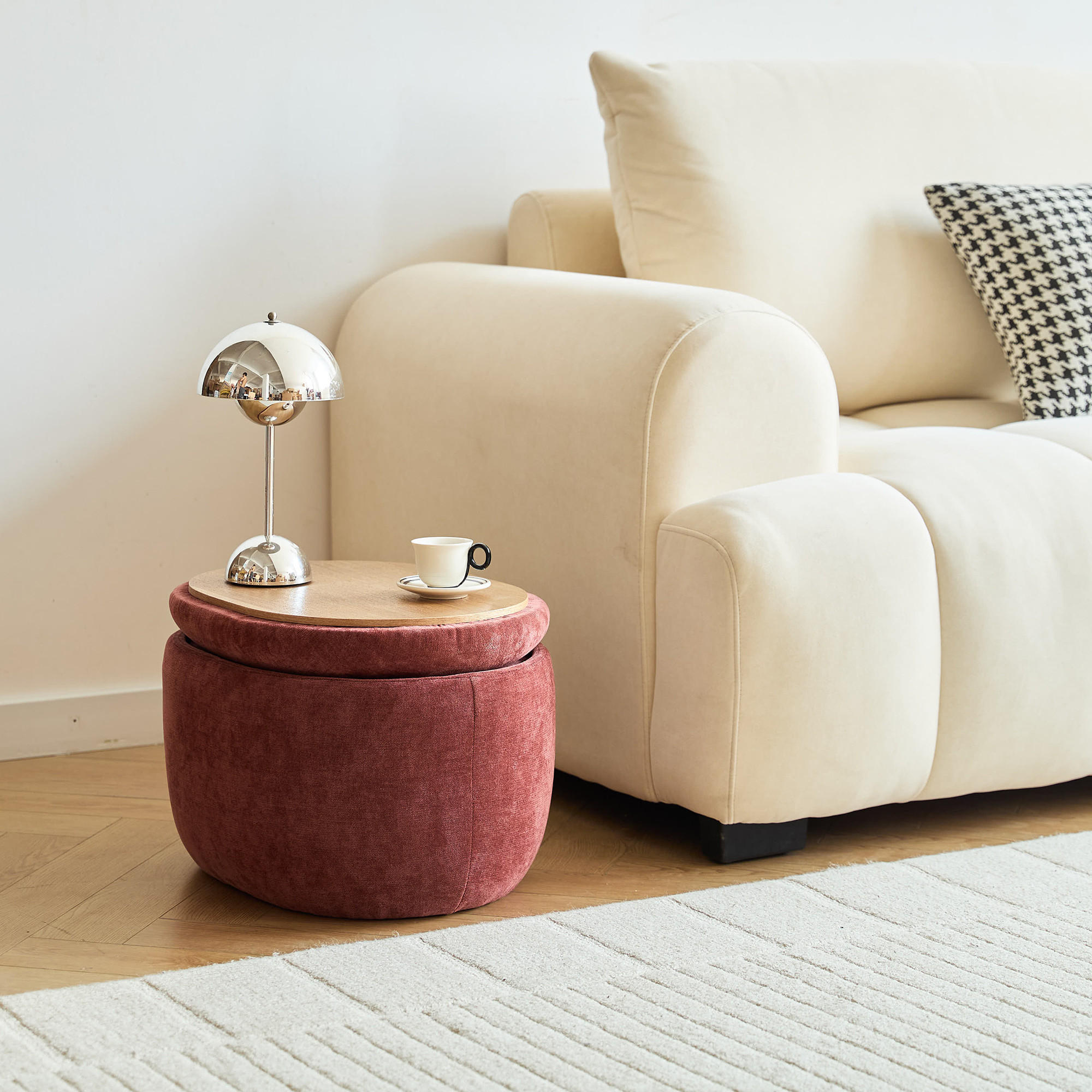 POUF Stoff Terracotta - Rot, Textil (48/31/35cm) - Nordlys