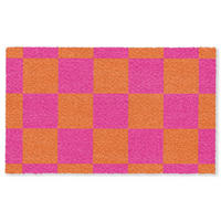 FUSSMATTE Schachbrettmuster - Orange - Rosa - Blöcke Schmutzfangmatte 150x90 cm - Pink, Kunststoff (150/90cm) - MuchoWow