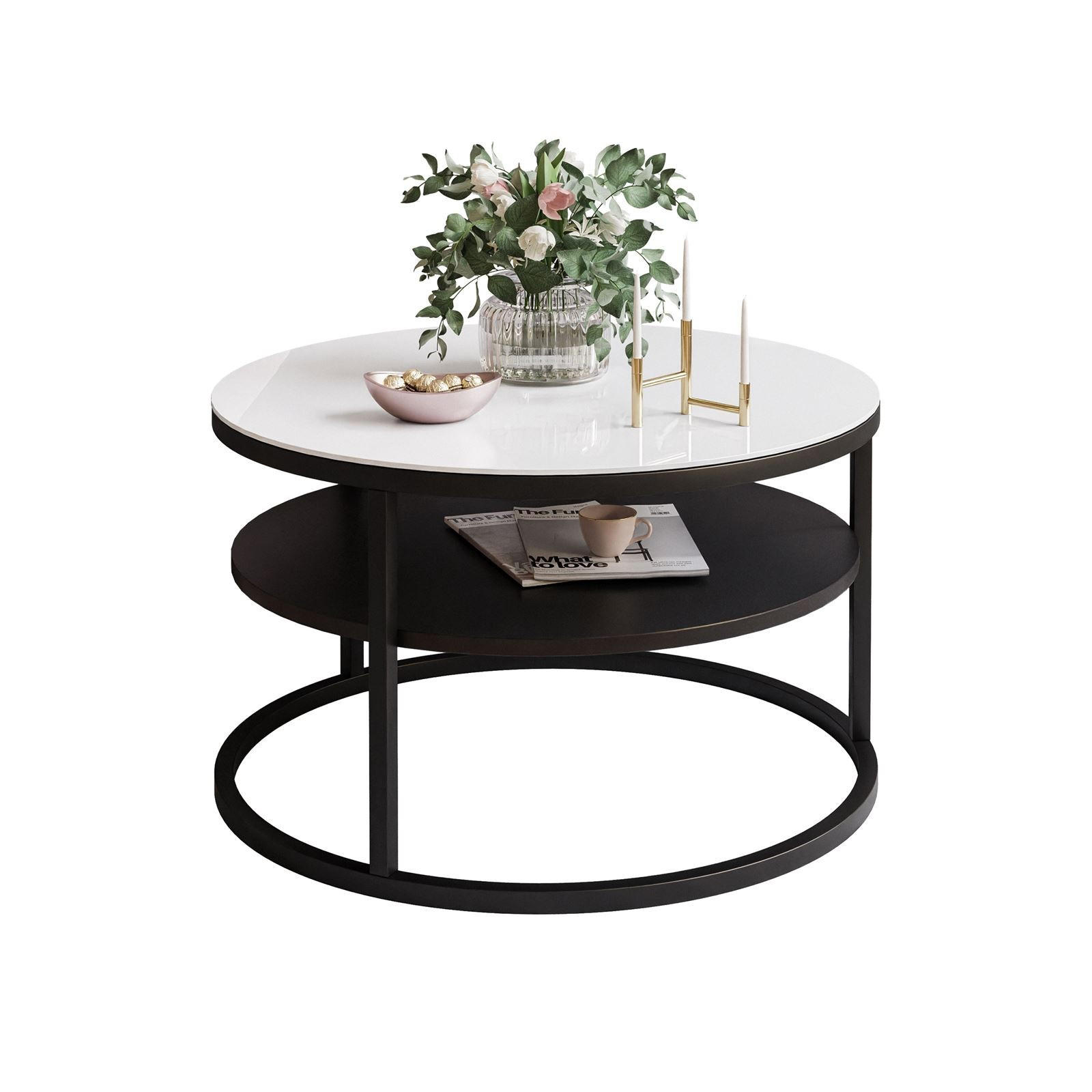Lookway Couchtisch Schwarz, Weiß 60x41x60 cm