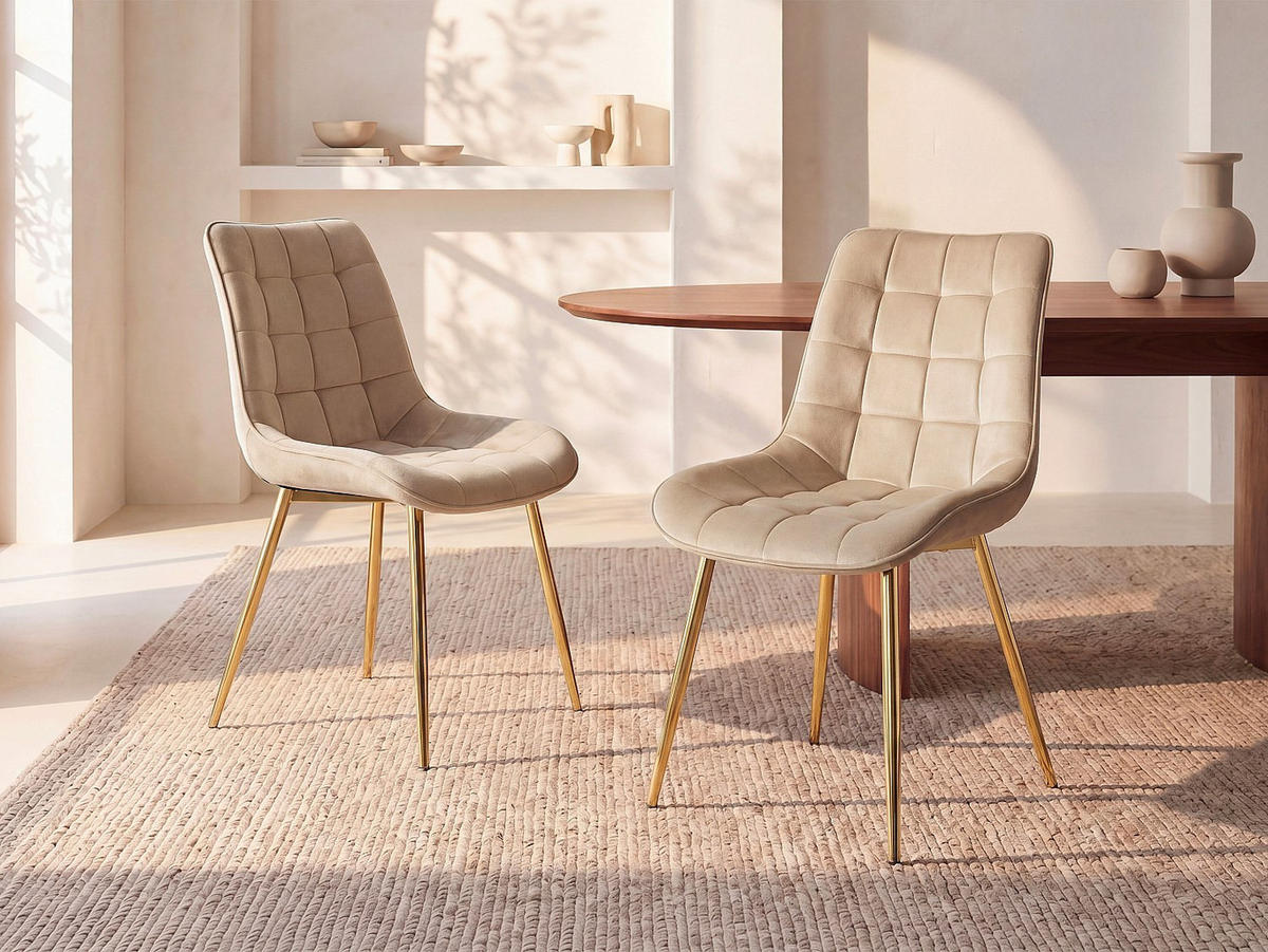 STUHL - 49.5 cm x 60 cm - stoff - beige Ollua - Beige, Textil (49.5/87/60cm) - Vente-Unique