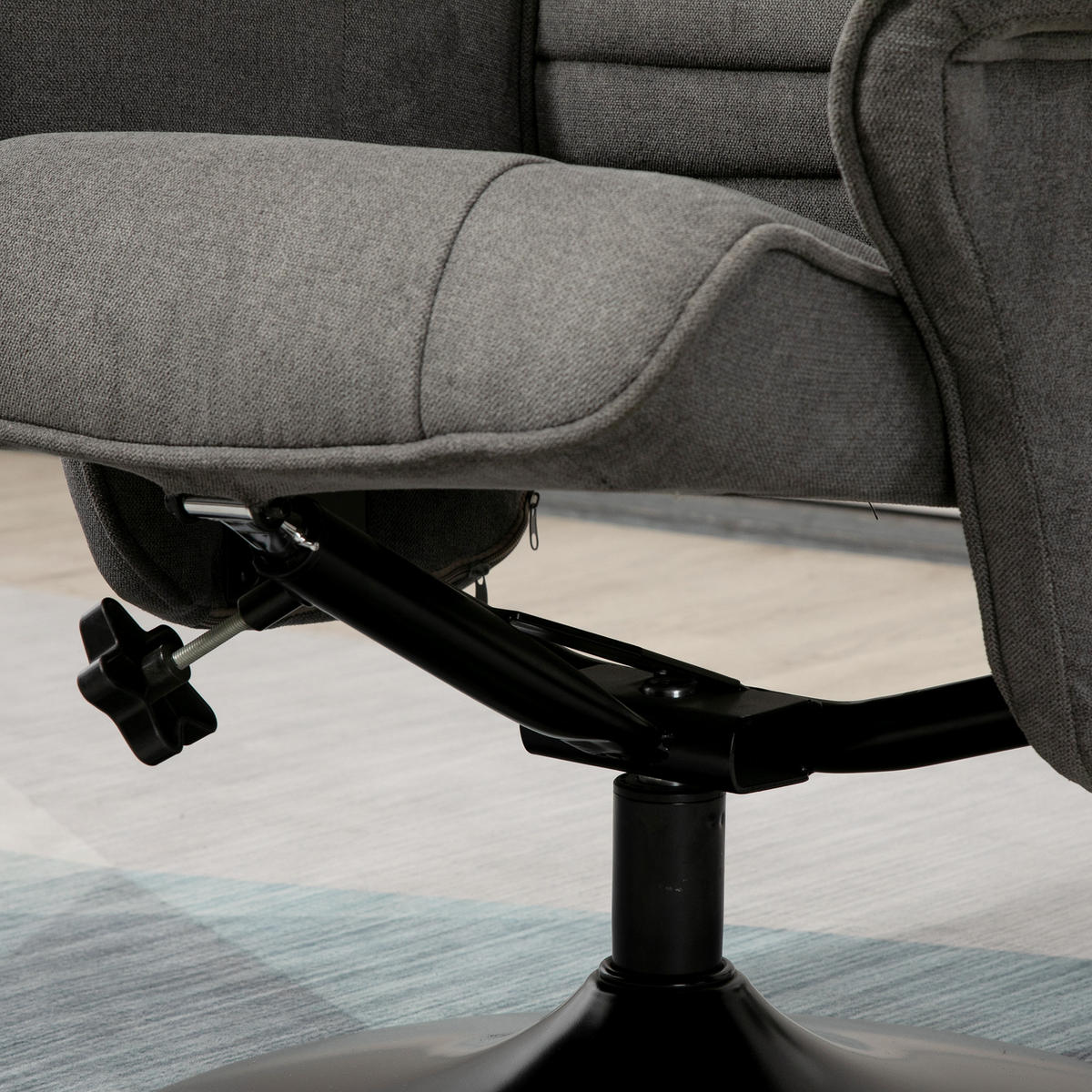 RELAXSESSEL DE-07606 mit Fußhocker, 360° drehbar, 135° neigbar Dunkelgrau/Schwarz - Dunkelgrau, Metall (71/104/69cm) - ComfortXL