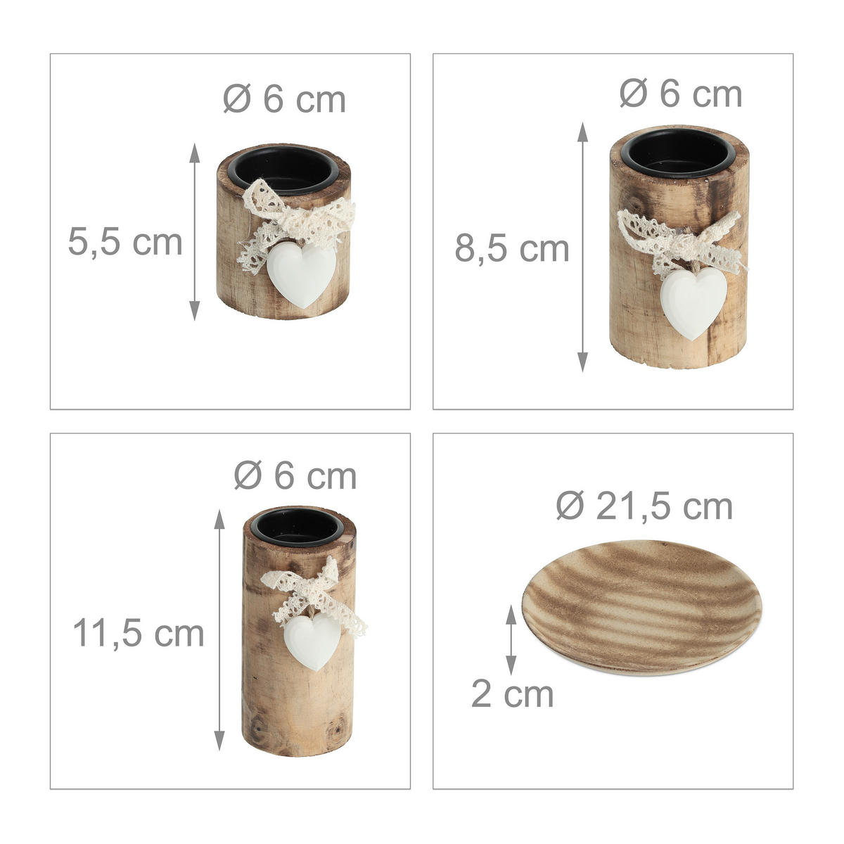 TEELICHTHALTER - Hellbraun, Holz/Holzwerkstoff (13cm) - Relaxdays