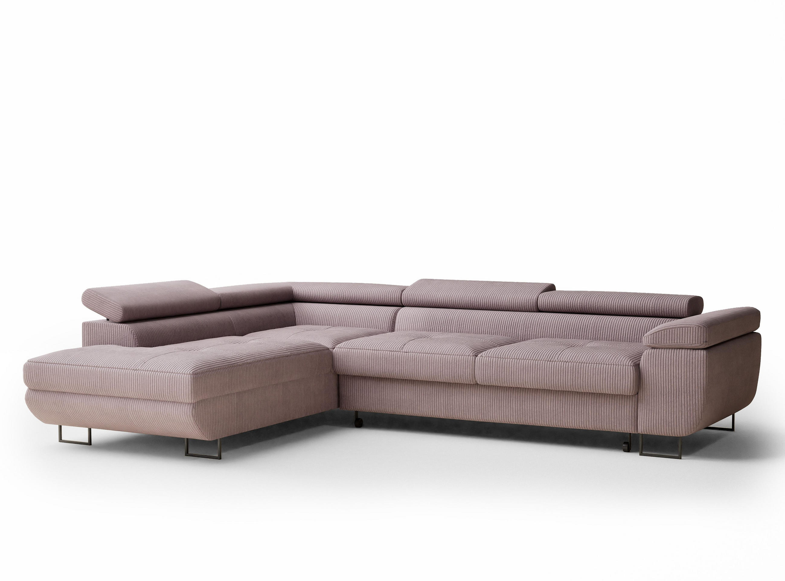 ECKSOFA MIT SCHLAFFUNKTION Concord Lila Samtstoff - Flieder/Schwarz, Holz/Holzwerkstoff (203/277cm) - Maison de Reve