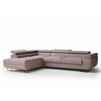 ECKSOFA MIT SCHLAFFUNKTION Concord Lila Samtstoff - Flieder/Schwarz, Holz/Holzwerkstoff (203/277cm) - Maison de Reve