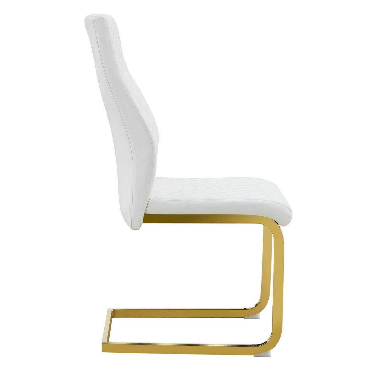 ESSZIMMERSTUHL 2er-Set hohe Rückenlehne PU-Leder Weiß Goldfarben - Weiß, Metall (63/100/43cm) - Meubliv