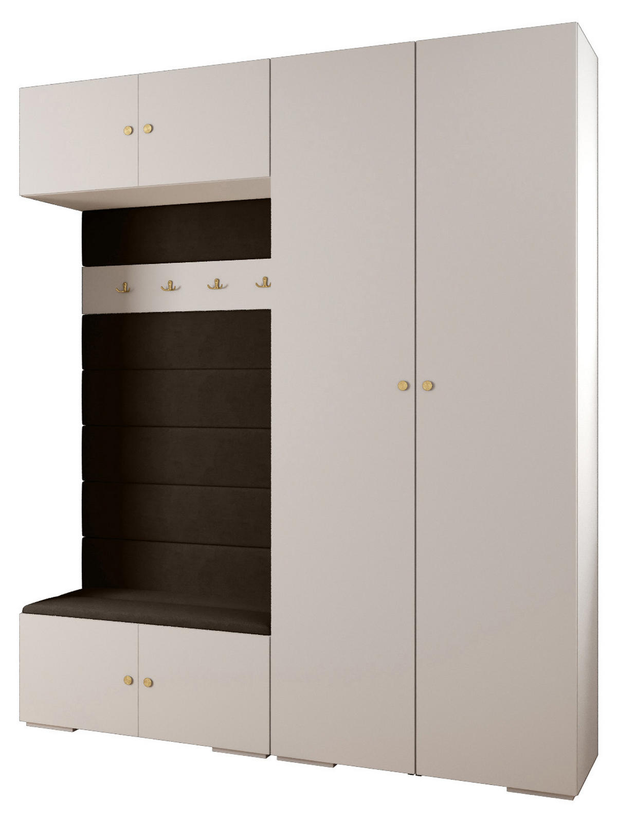 GARDEROBEN-SET 236,7/200/47 - Goldfarben/Weiß, Holz/Kunststoff (200/236.7/47cm) - Abiks Möbel