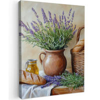 LEINWANDBILD Lavendel - Brot - Stilleben 30x40 cm - Flieder, Textil (30/40cm) - MuchoWow