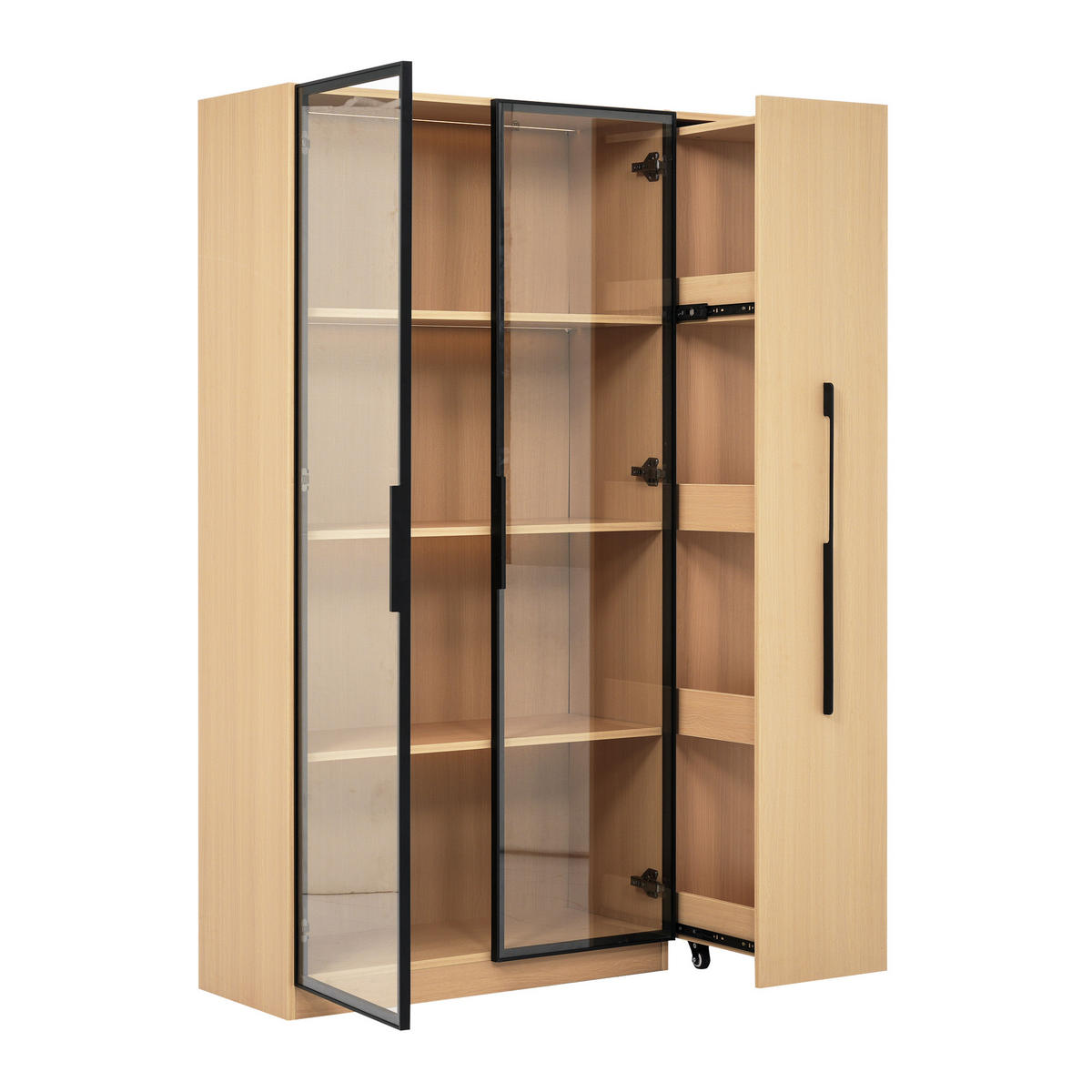 VITRINE LED Glastür Seitenauszug 160cm Modern - Eichefarben, Holzwerkstoff (110/160/35cm) - FLIEKS