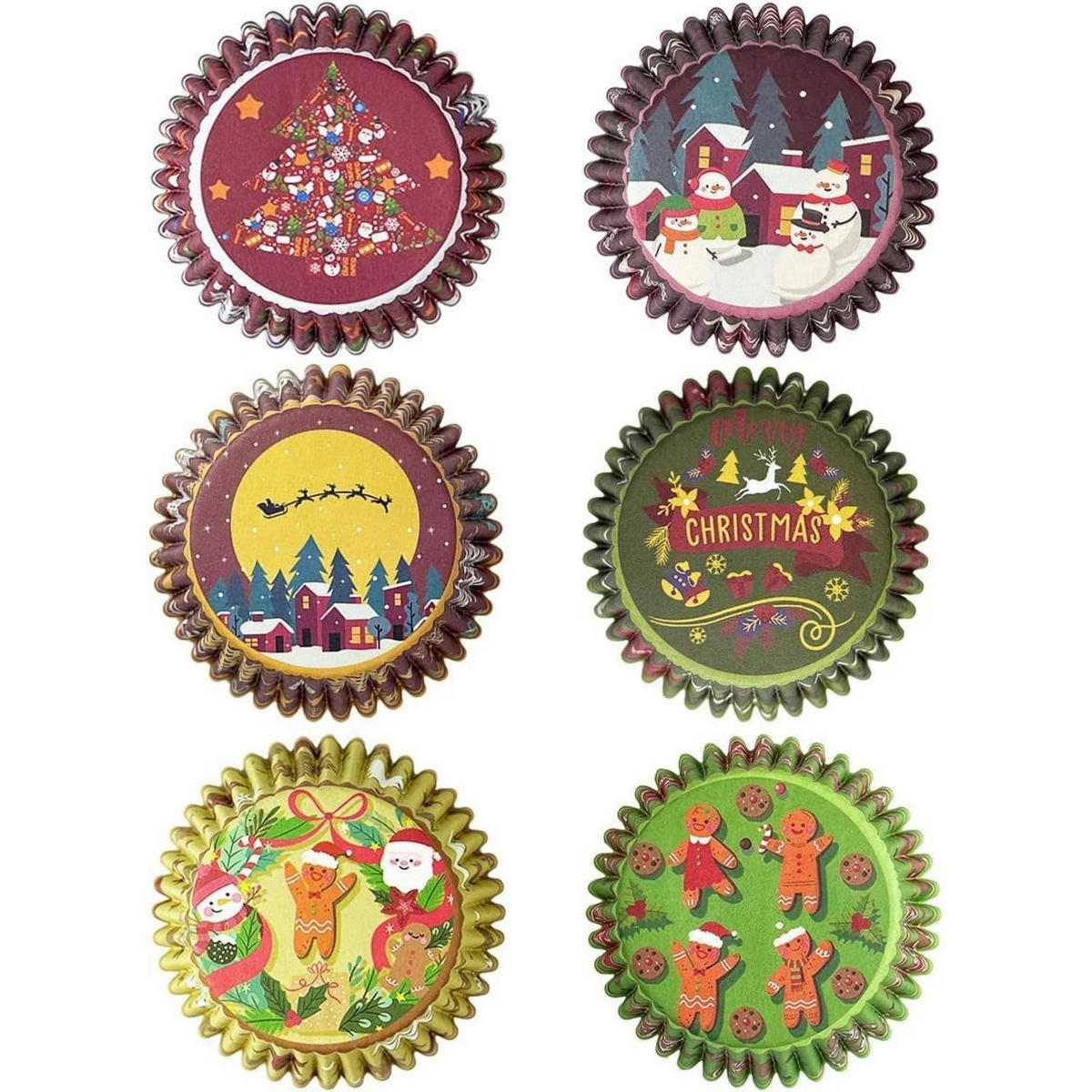 MUFFINFÖRMCHEN 300 Stück Set Weihnachtsmotiv Mini - Multicolor, Papier (3.1/2.1/3.1cm)