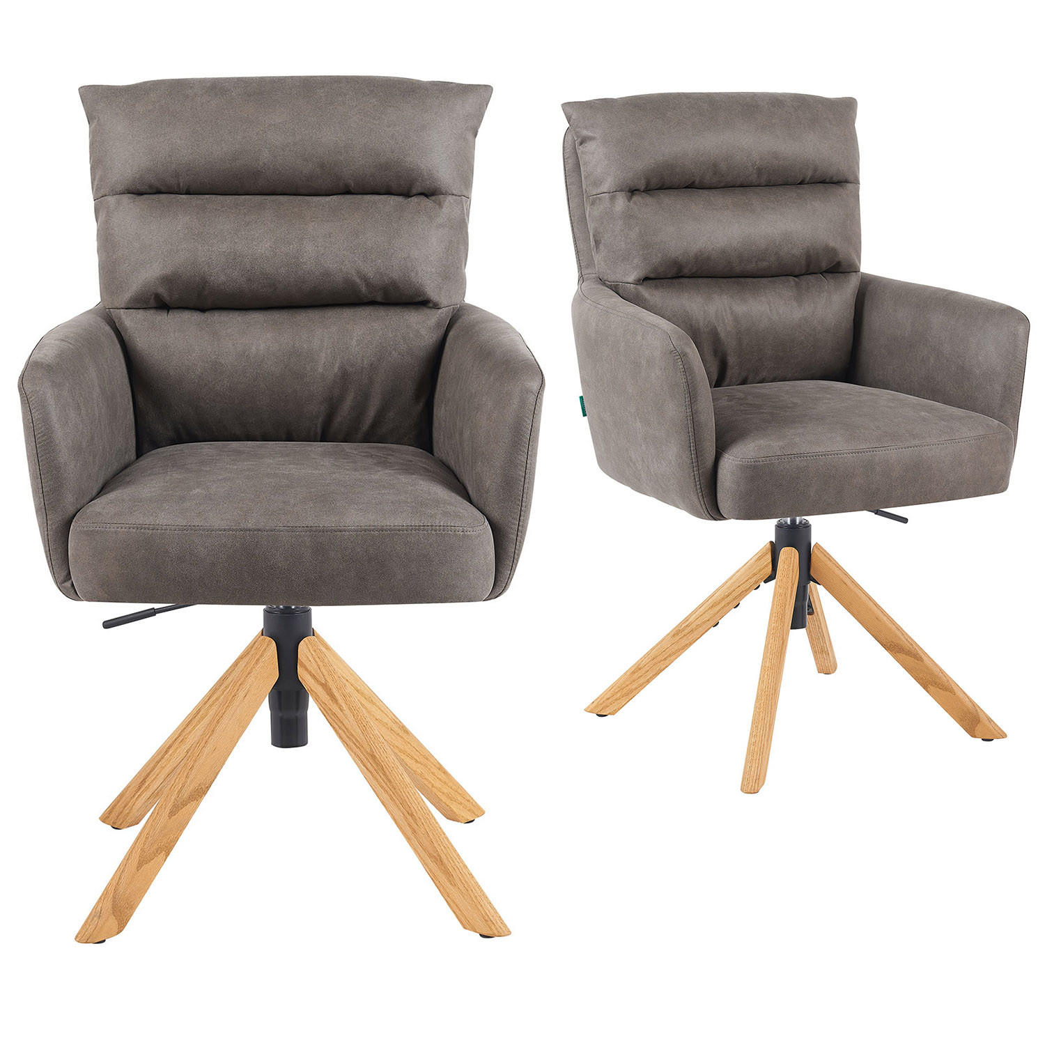 BÜROSTUHL Mika-Tesa - Honigeiche/Taupe, Eichenholz/Holz (59/95/66cm) - DUBI Möbel