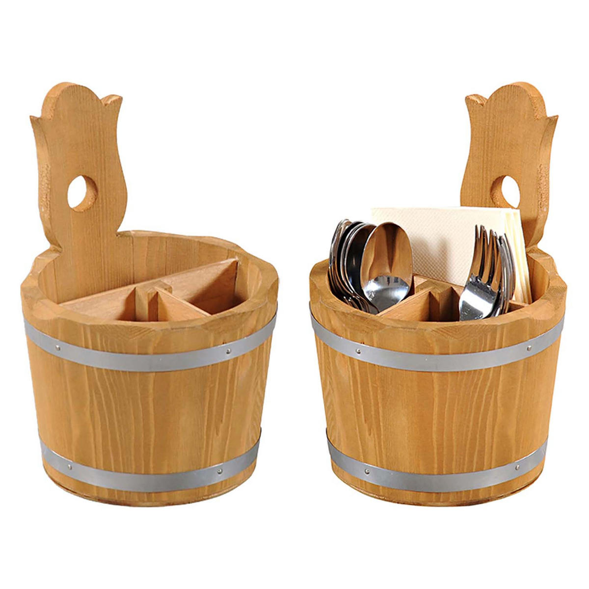 BESTECKBOX, 8 Stück, 3-fach Einteilung - Kiefer - Ø 14cm - Naturfarben, Holz (14/20/14cm) - Kesper