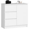 KOMMODE Weiß 35x80x77 cm - Weiß, Holzwerkstoff (80/77/35cm) - Akord